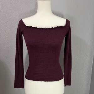 Hollister burgundy smocked top